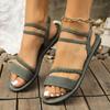 Modische, lässige, flache Sandalen für Damen in Übergröße, Damenschuhe im neuen Stil, geflochtenes Fußgummiband, römische Strandschuhe