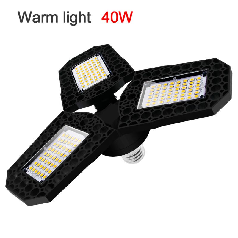 Deformable Bulb 3 Panels 40/60/80w Workshop Lighting Industrial Lighting For Garage Warehouse Emergency Hot Ceiling Light Newest