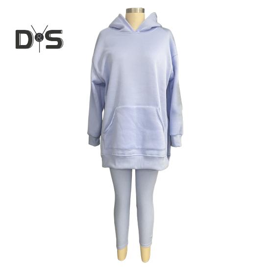 Set de 2 pantaloni pentru femeie, cu glugă, cu mânecă lungă, cu tiv, cu glugă, cu talie elastică, pantaloni slim fit