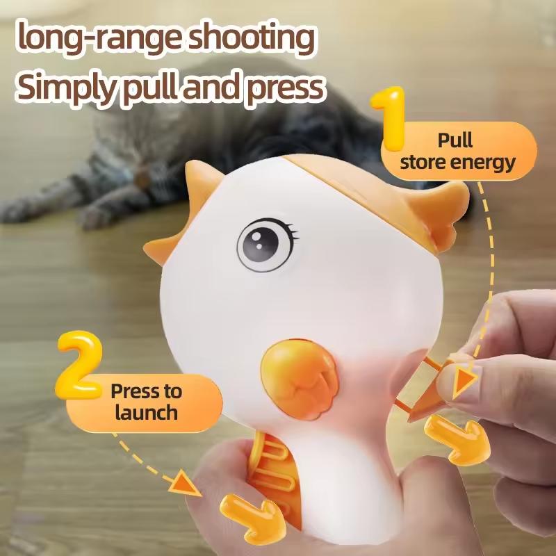 Portable Dual Function Treat Shooting Laser Teaser Slow Feed Cat Toy for Household Cats Indoor Play Cute Bird Shaped Handheld