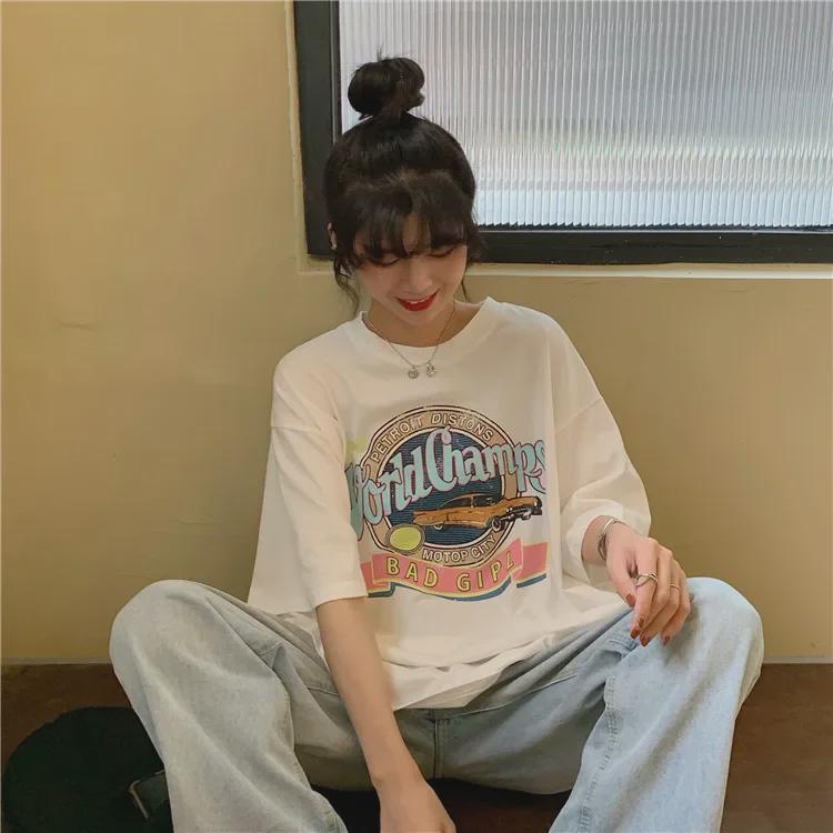 2021 Summer Women's Harajuku-Style Loose Fit Short-Sleeve T-Shirt