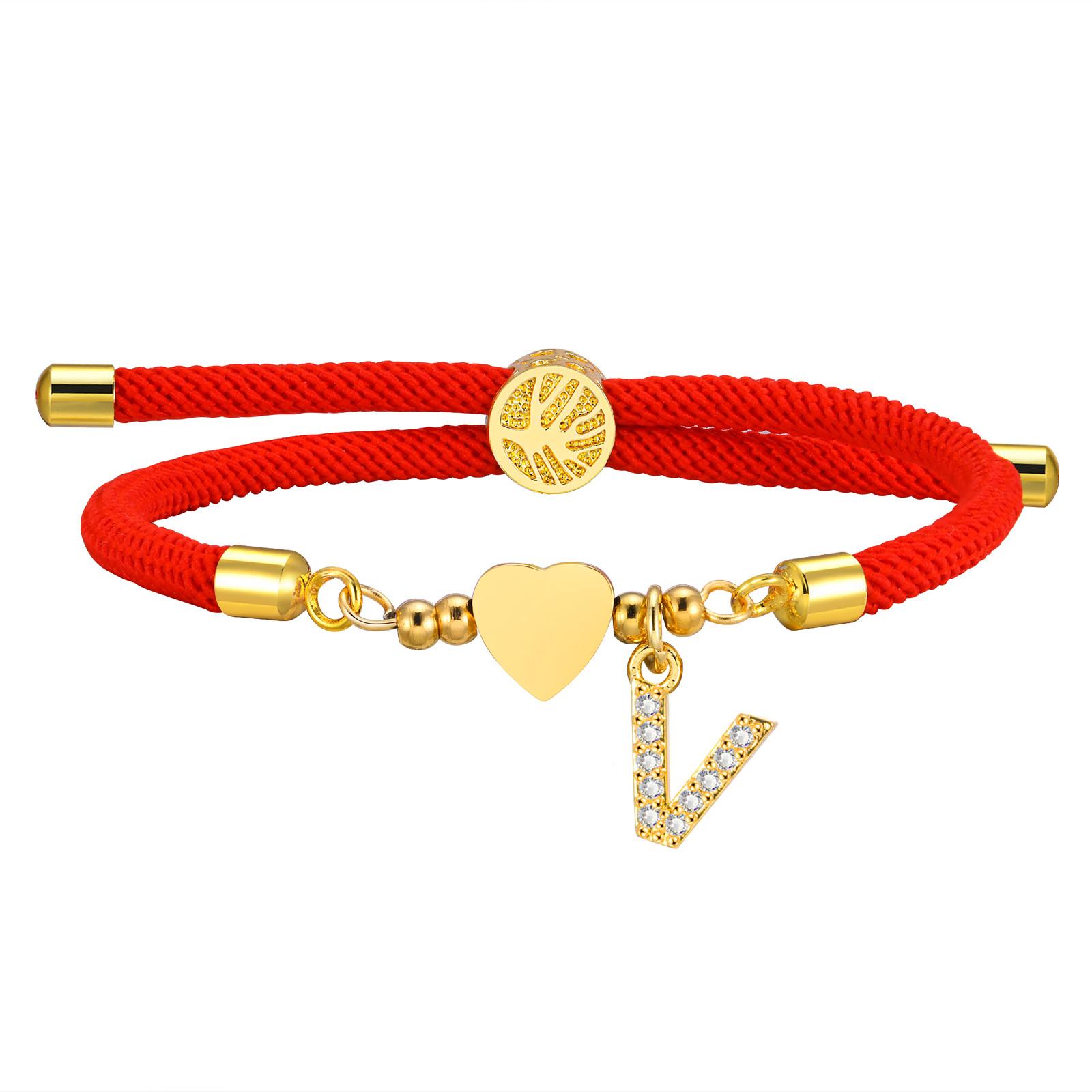 

Heart With Initial Bracelet Womens,Adjustable Milan Braided Handmade Rope Bracelet A-Z 18K Plated Matching Couple Friendship