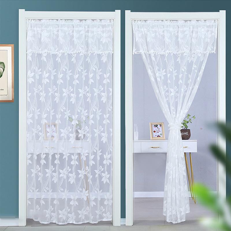 1 ks Poloviční záclona Minimalistická Bílá Krajka Dveře Kuchyň Krátká Záclona Okouzlující Střapec na Hlavě Bez Vrtání Květinová Průsvitná Dekorace Skříně
