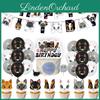 Cute Black And White Cat Birthday Party Supplies Set Cake Topper Flag Balloons And Hanging Decorations Included!