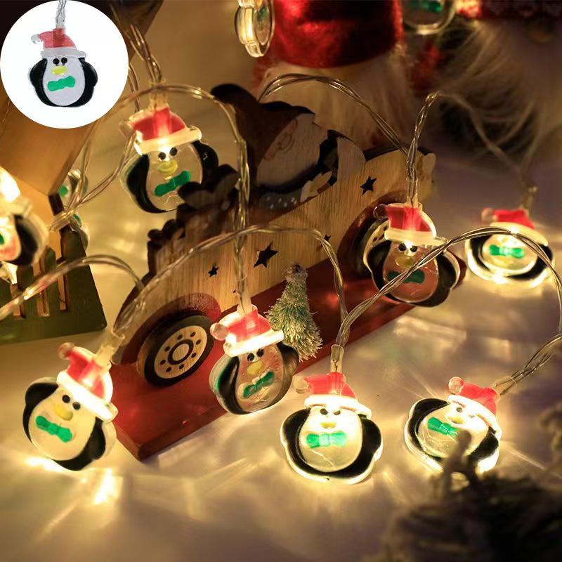 Cross-Border LED Christmas String Lights - Flashing Cartoon Snowman Decorative Holiday Atmosphere