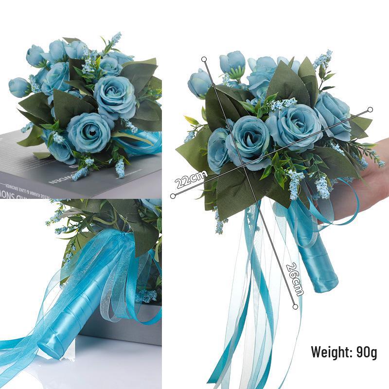 Silk Rose Flower Bouquet for Outdoor Wedding Dress Photography Props - Bridal Bouquet