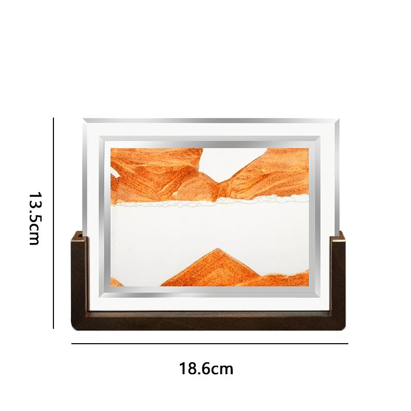 Walnut Wood Frame Sandscape Moving Sand Art Picture 3D Hourglass Quicksand Square Flowing Sand Painting Office Home Decor Gifts
