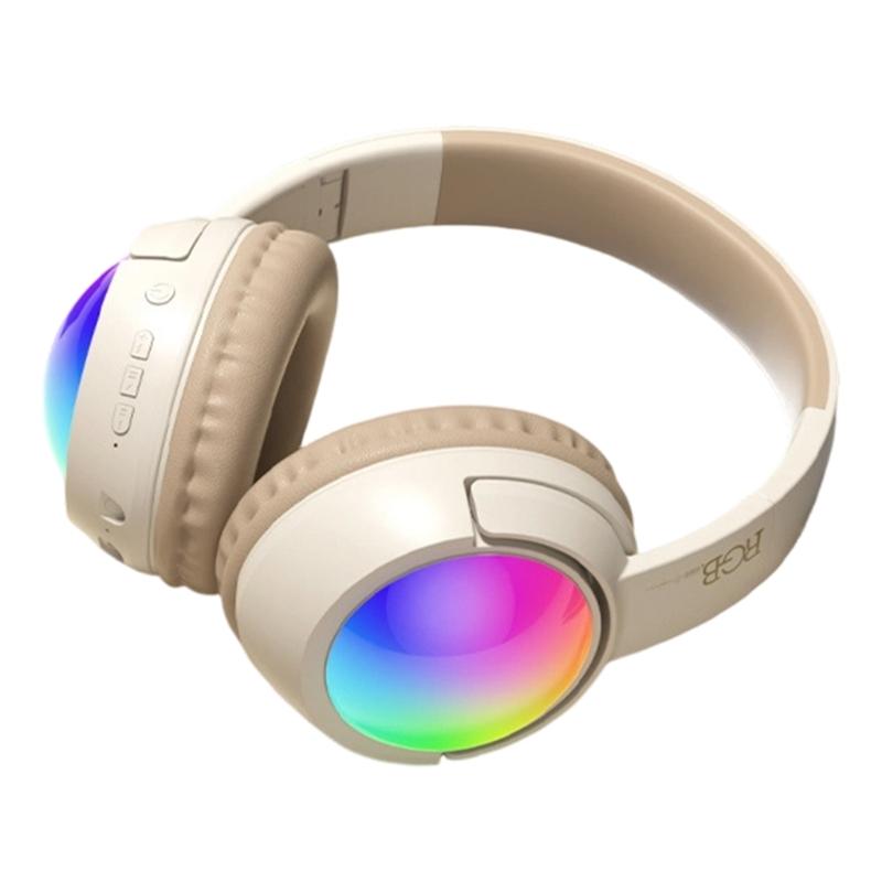 Foldable LED Gaming Headphone with Noise Canceling Bluetooth-compatible 5.4 Long Battery Life Auxiliary TF Card Support