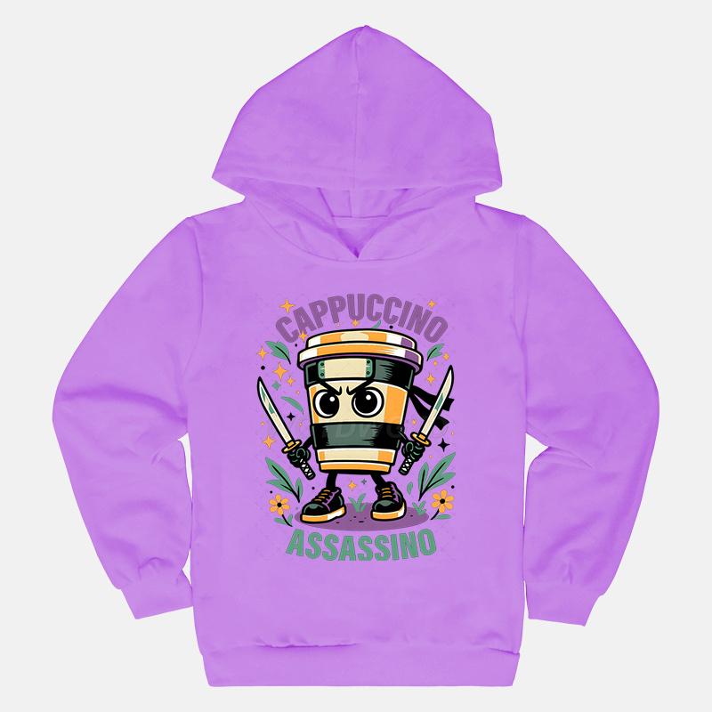 Cappuccino Assassin Kids Clothes Fashion Casual Hoodies Italian Brainrot Funny Gift for Baby Girl Boy New Sweatshirts Outfits