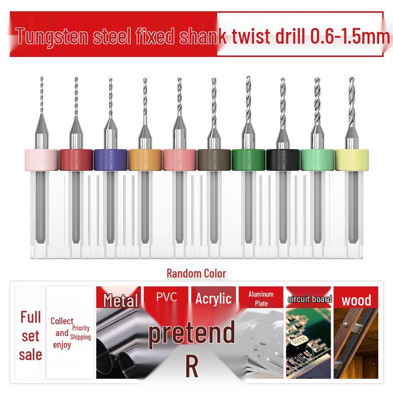 PCB Tungsten Steel Micro Twist Drill Set, 0.2-3.0mm, Fixed Shank