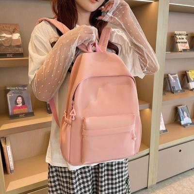 Literary Fresh Candy Color Student Backpack: Large Capacity Travel & Laptop Bag