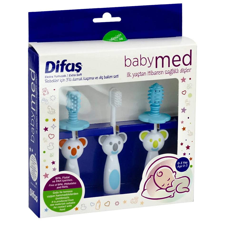 

Набор зубных щеток Difaş Babymed Extra Soft из 3 синих