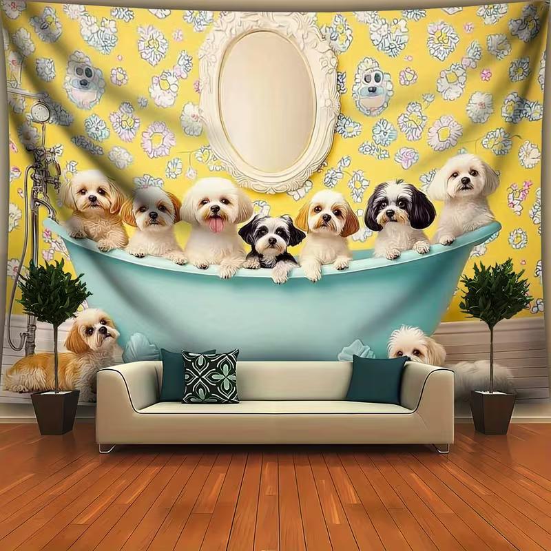 

2D Maltese Dog Bathtub Photography Background Cloth for Photo Booth 47.2x31.5inch/120*80cm