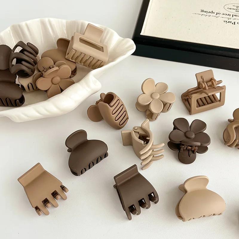 3pcs/set Coffee Three-piece Set Frosted Geometric Hairpins Hair Clips Barrettes for Women Girl Fashion Hair Accessorie Headwears