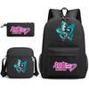 3Pcs/set Anime Cartoon Hatsune Miku Printed Backpack with Shoulder Bag Pencil Case for Teenager Student Boy Girl Large Capacity Waterproof Schoolbag
