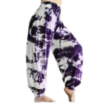 2025 European and American Autumn/Winter Women s Casual Printed Tie-Dye Loose Pants Women s Fashion High-Waist Tie-Dye Pants Women s Wear S фиолетовый