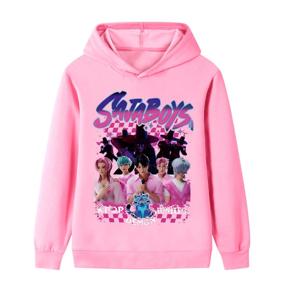 

B1229 Дитячий Хлопчики Дівчата Sajaboys Kpop Румі Зої Міра Принт Худі з Довгими Рукавами 150cm рожевий