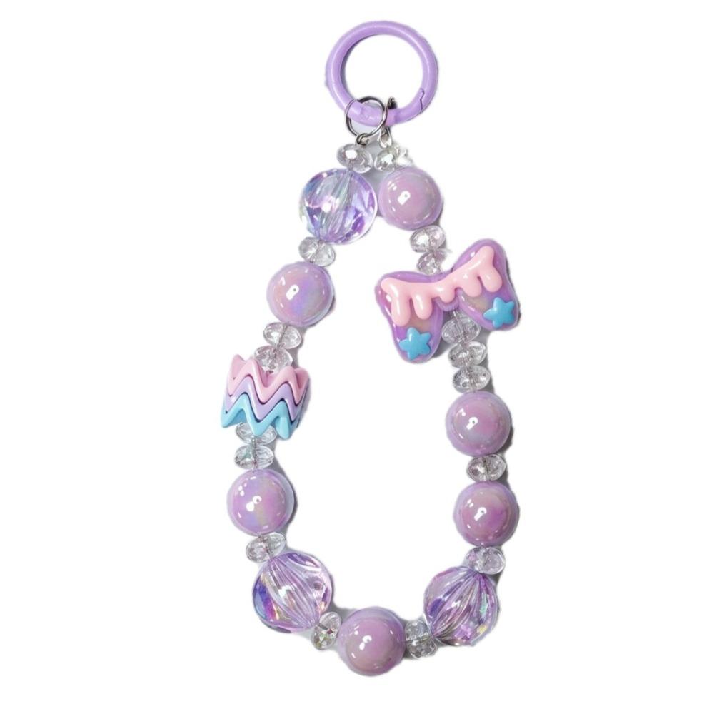 

Подвеска для телефона с бусинами в виде бантика, милый ремешок на запястье для телефона, цепочка для телефона из бусин в стиле инс, подарок для девочек bowknot purple