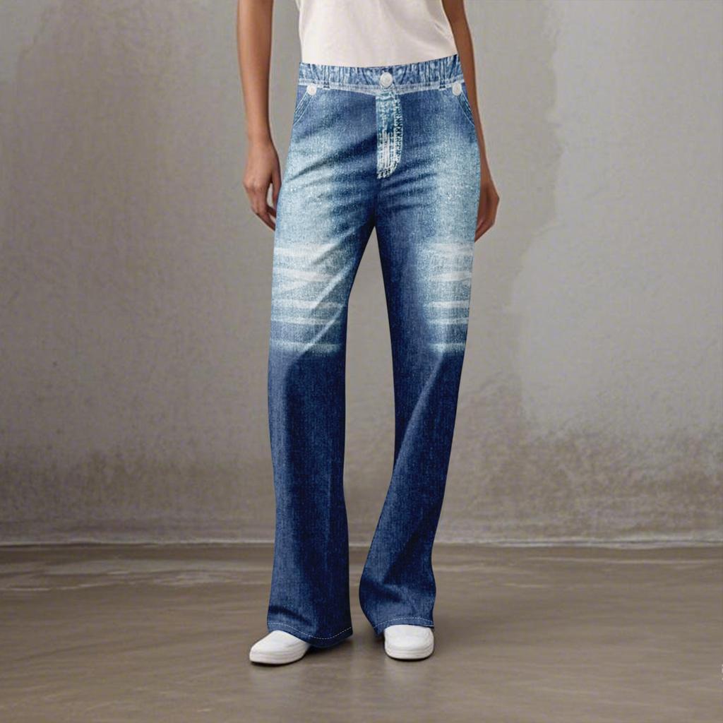 Women's Casual Sports Pants Sweatpant Jeans Print Denim Pants