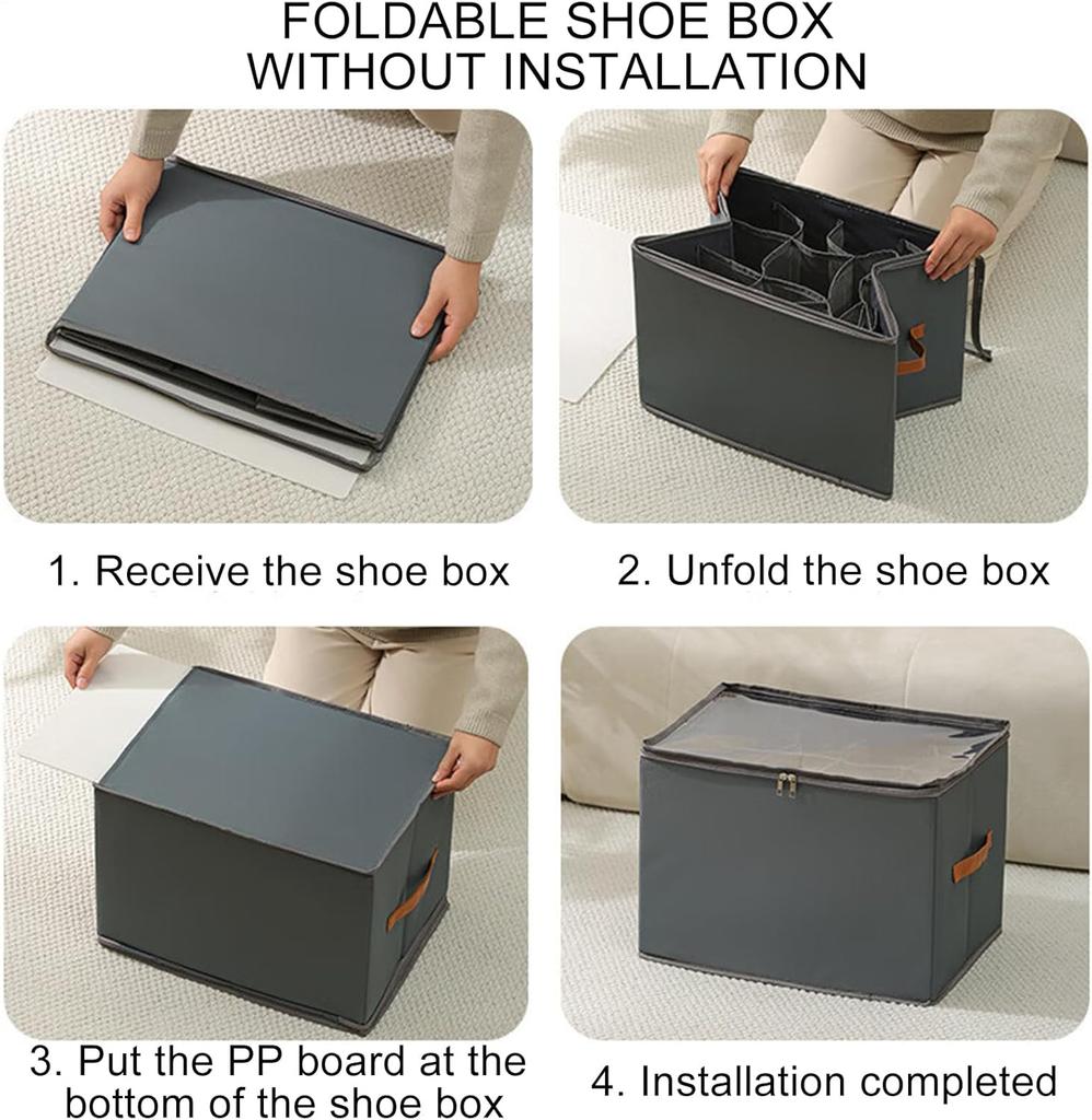 Stackable Shoe Box Space Saving With Clear Lids Shoes Bin Multiple Lattices Jeans Shoes Storage Organizers for Closet Cabinet