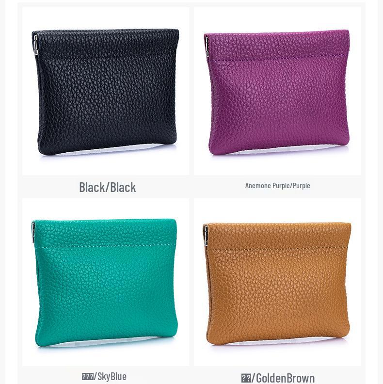 Damen Mini Leder Federclip Geldbörse - Aufbewahrungstasche für Kopfhörer und Münzen