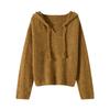 Autumn And Winter New Worsted Wool Hooded Knitted Sweater Long-Sleeved Women'S Solid Color Loose Pullover Bottoming Shirt Top