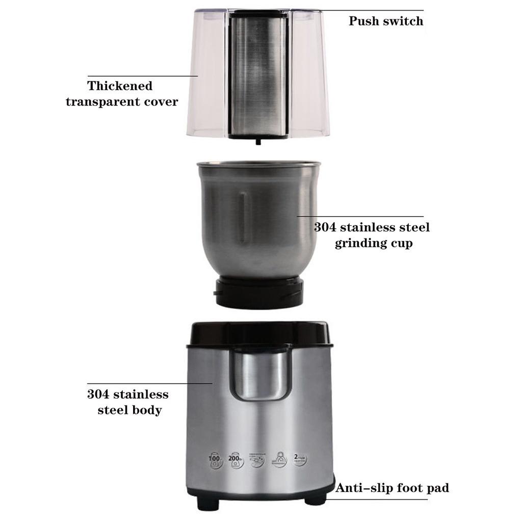 Electric Coffee Grinder Maker 220V Beans Mill Herbs Nuts Spice Grinding Milling 200W