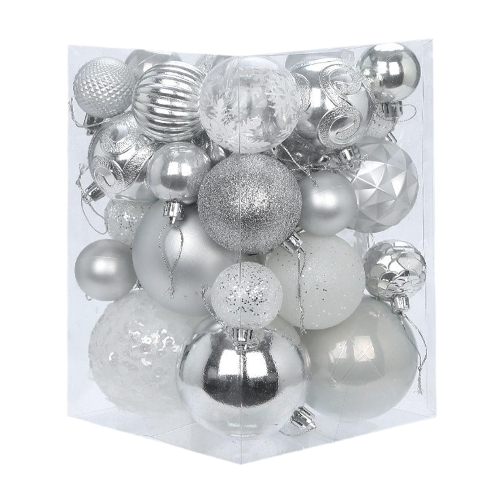 

36Pcs Christmas Tree Decorations Christmas Ball Ornaments Shatterproof Decorative Xmas Balls Baubles for Home Wall Door Porch срібні білого кольору