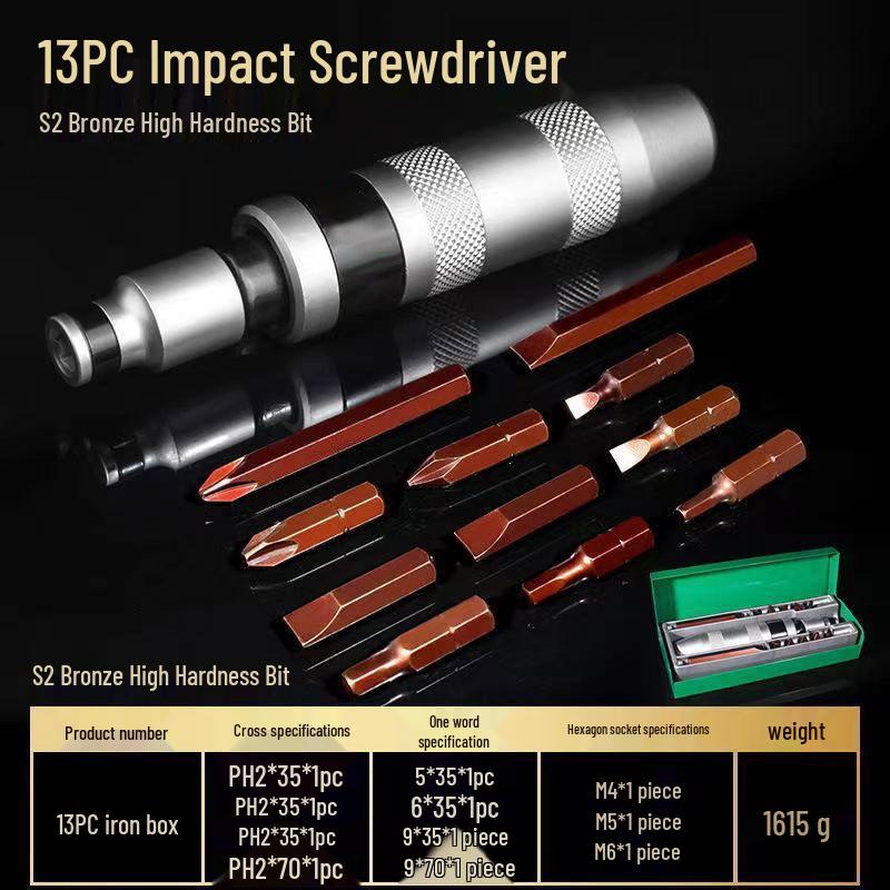 Phillips Flat-head Hex Impact Bit Set - S2 Alloy Steel
