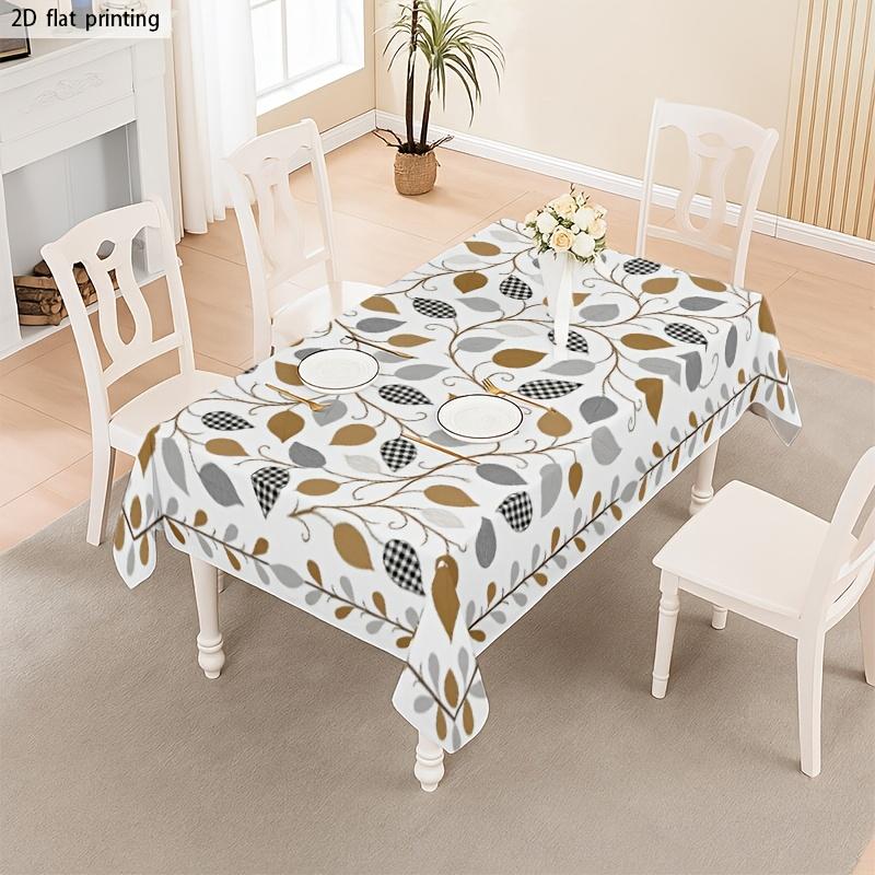 1pc Tablecloth Leaf Pattern Compatible for Dining Table - Elegant Soft Leaf Shape, Machine Washable Fabric, Suitable for Indoor Outdoor Use, Rectangul