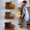 Winter Children's Snow Boots, Boys' Warm and Thick Short Boots, Solid Color Girls' Velvet and Anti Slip Cotton Shoes