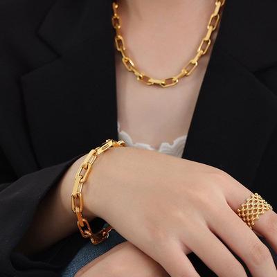 INS Street Style Titanium Steel Jewelry Suit Thick Chain