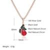 Shiny Red Natural Zircon Pendant Necklace Women  Rose Gold And Black Plating High Quality Daily Fine Retro Jewelry
