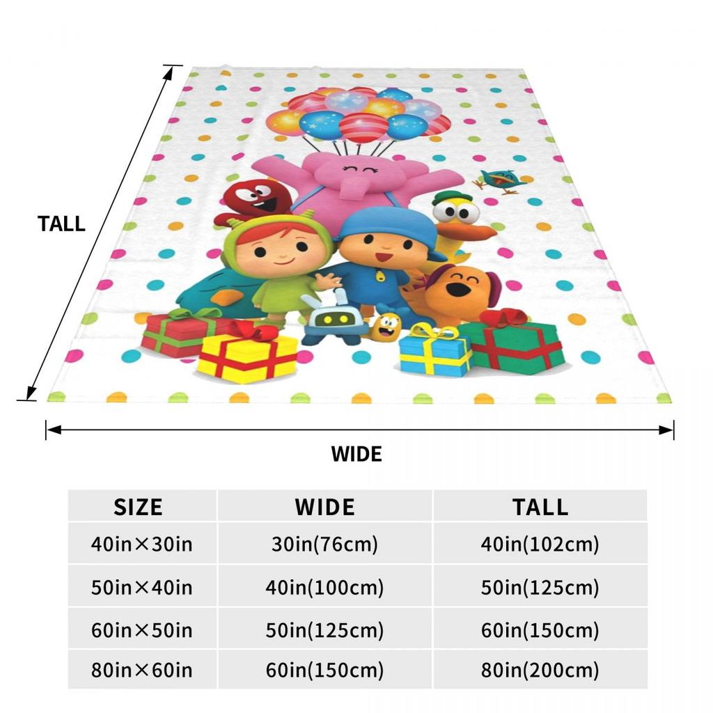 P-POCOYO Elly Pato Fred Loula Sleepy Bird Fleece Blankets Cartoon Funny Throw Blankets for Bed Sofa Couch Quilt Lightweight