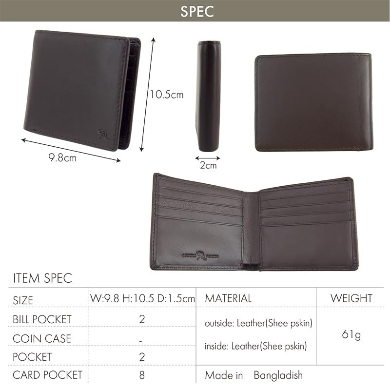 Arnold Palmer Bifold Wallet with Pure Sheepskin Men's Leather, Tan, APS-3312