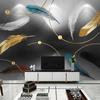 Custom Any Size Modern Mural Waterproof Canvas Fabric Wallpaper Abstract Smoke Golden Feather TV Background Papel De Parede 3D