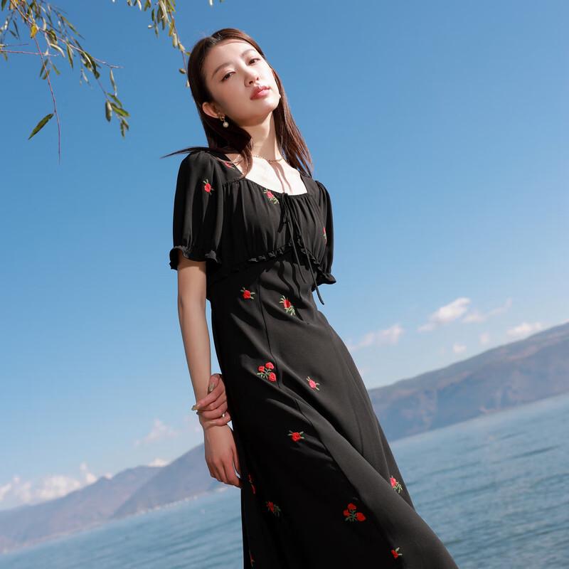 

Sancai Plus Size French Square Neck Embroidered Midi Dress L 165/92B