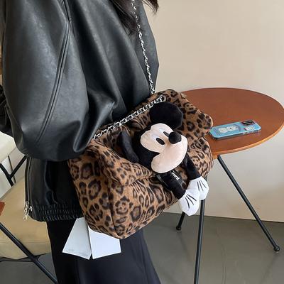 Casual Animated Design Shoulder Bag Large Capacity Leopard Print Shoulder Bag New Crossbody Bag