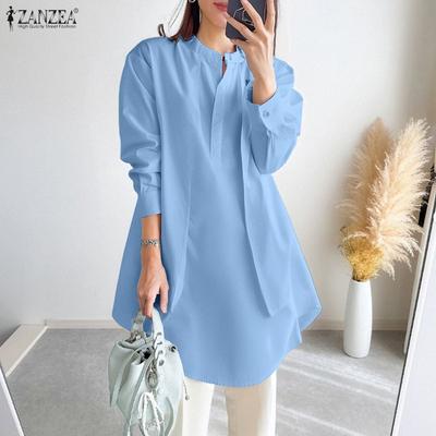 Damen Lässig Rundhals Einfarbig Langarm Locker Bluse