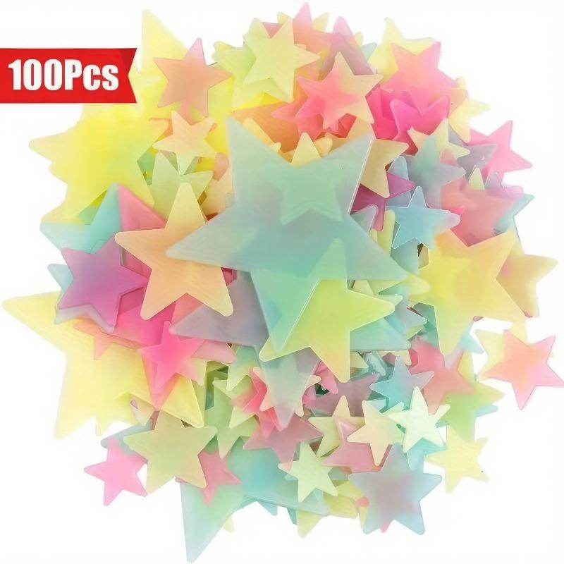 

100 Mixed Colors of Small Stars, Reusable Self-adhesive, Suitable for Ceiling, Wall, and Study Decoration, Shining Stars One Size