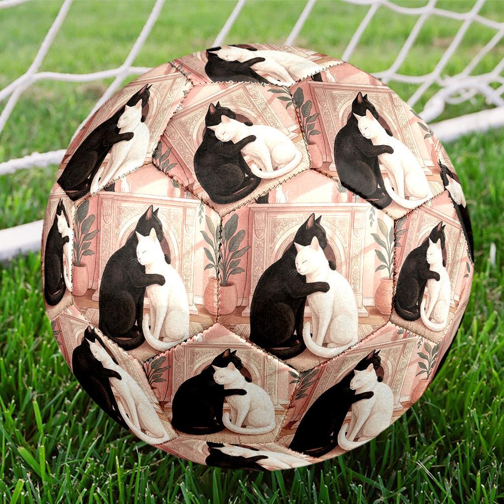 1pc Cats Harmony Theme Soccer Ball Football, Size 5, Lightweight PVC, Durable Outdoor Training Soccer Ball, Gift M61484