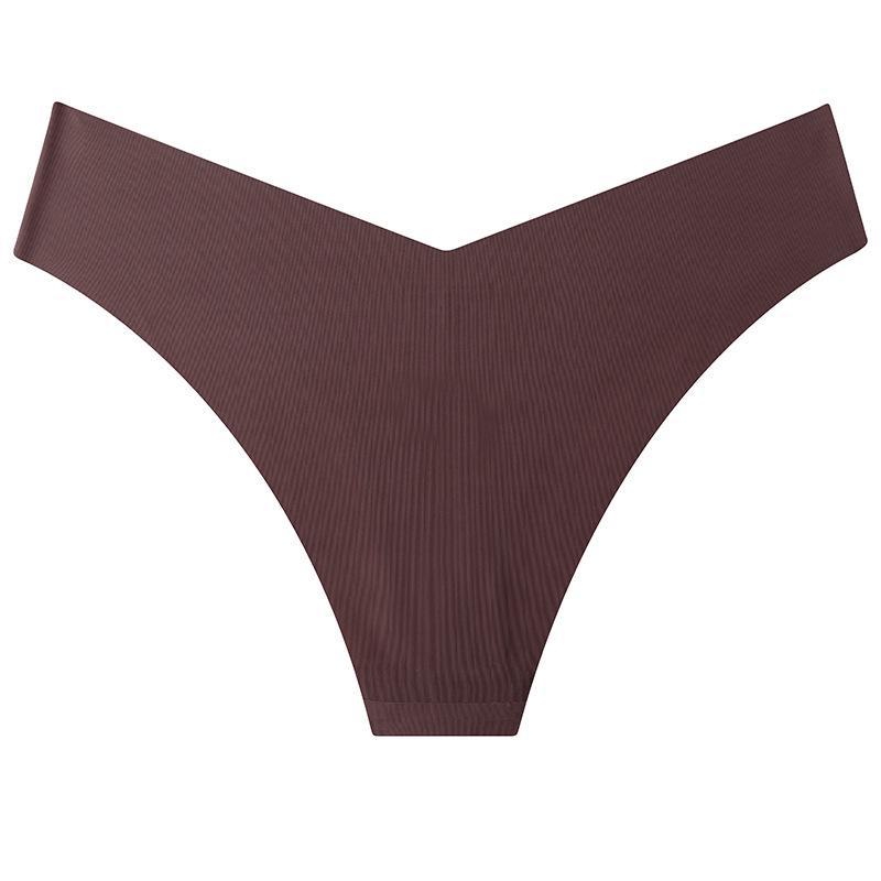 

Элегантные бесшовные стринги Ice Silk V-образной формы - удобное модное нижнее белье с низкой талией XL коричневый