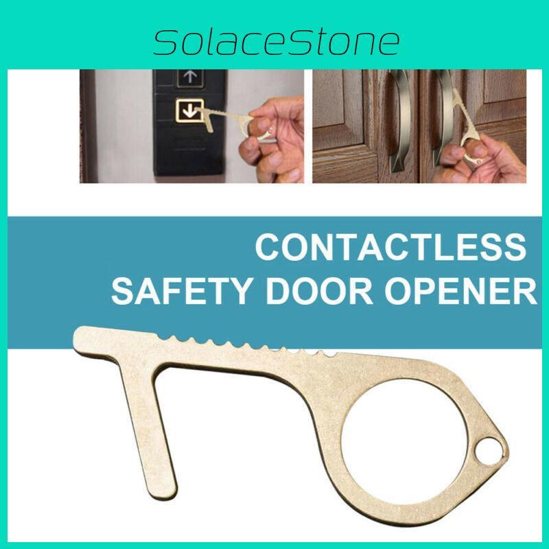 Portable Contactless Safety Door Opener Golden Alloy Key For No Touch Convenience