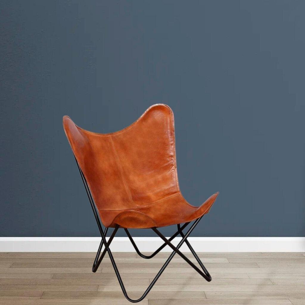 Handmade Butterfly Chair Real Leather Brown Hide Sleeper Seat Lounge