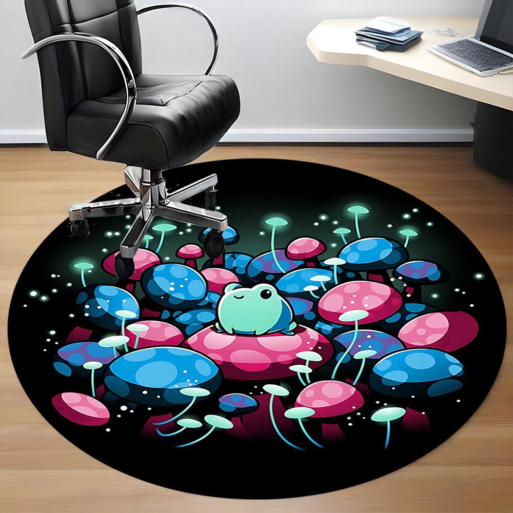 1pc Mushroom Fantasy Office Round Area Rug, Under Office Chairs Bedroom Living Room Home Decor, Room Deco, Available in Various Sizes 195