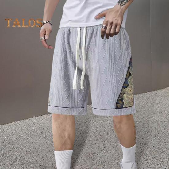 

Мужские летние шорты с эластичной резинкой на талии и регулируемым шнурком, повседневные шорты с рисунком медведя, жаккардовые цветные шорты для бега M абрикосовый