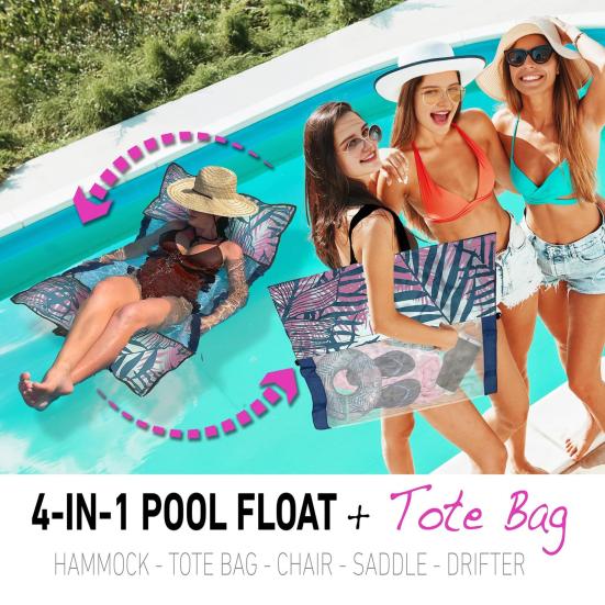 2-in-1 Floating Hammock Beach Tote Reusable Easy to Carry Inflatable