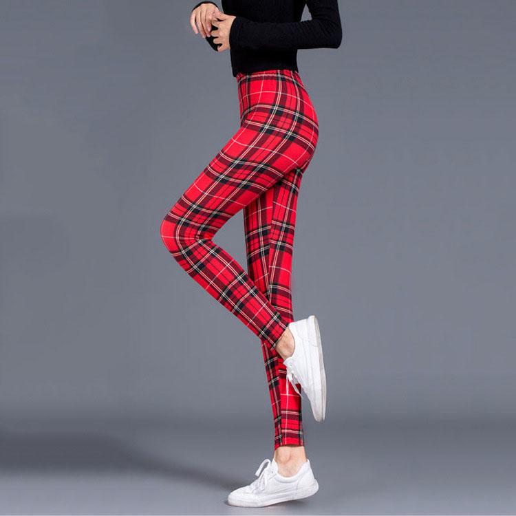 Karierte Leggings für Damen, sexy Hosen, Push-Up-Leggings, modische Fitness-Leggins, Übergröße, Hose mit hoher Taille