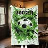 1PC Soccer BallOutdoor Flannel Blanket - Soft Plush Decor for Picnics, Camping, Bedroom, Playroom, Office, or Lunch Break 1238A