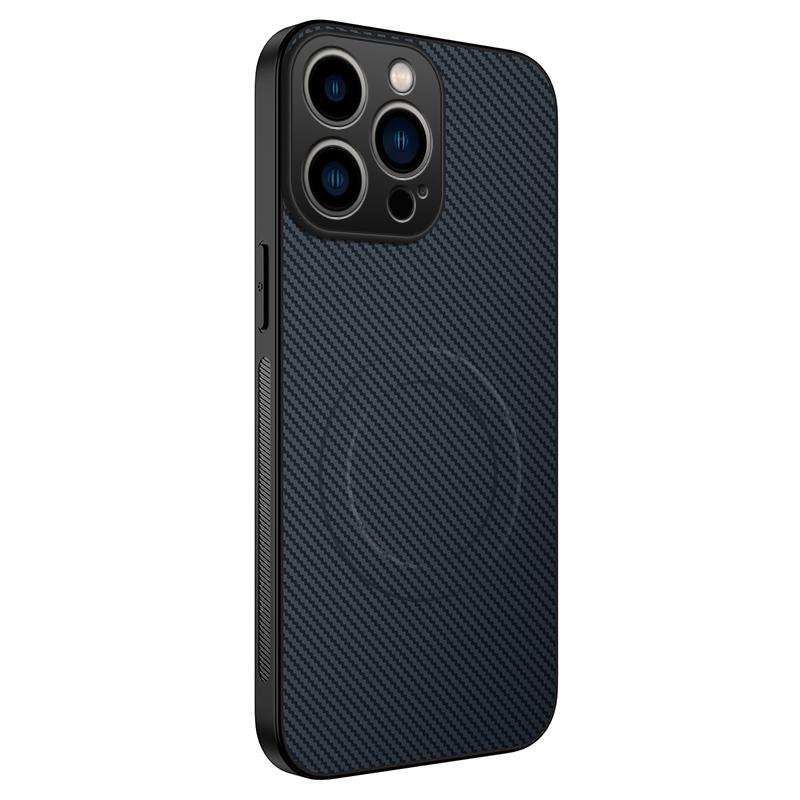 For iPhone 13 Pro 6.1 inch Case Compatible with MagSafe WANLONFENG TQ Series Carbon Fiber Texture PC TPU Phone Cover